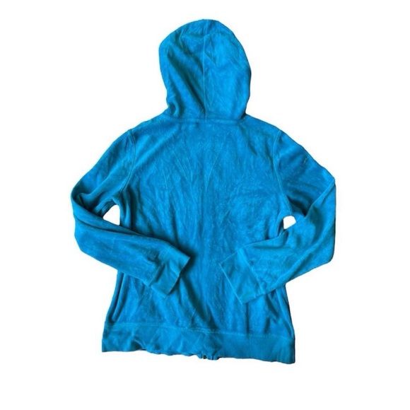 geez louise >.< | beautiful Y2K teal turquoise velour zip up hoodie - Picture 2 of 2
